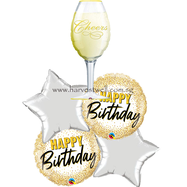 Cheers Champagne Birthday Balloon Package